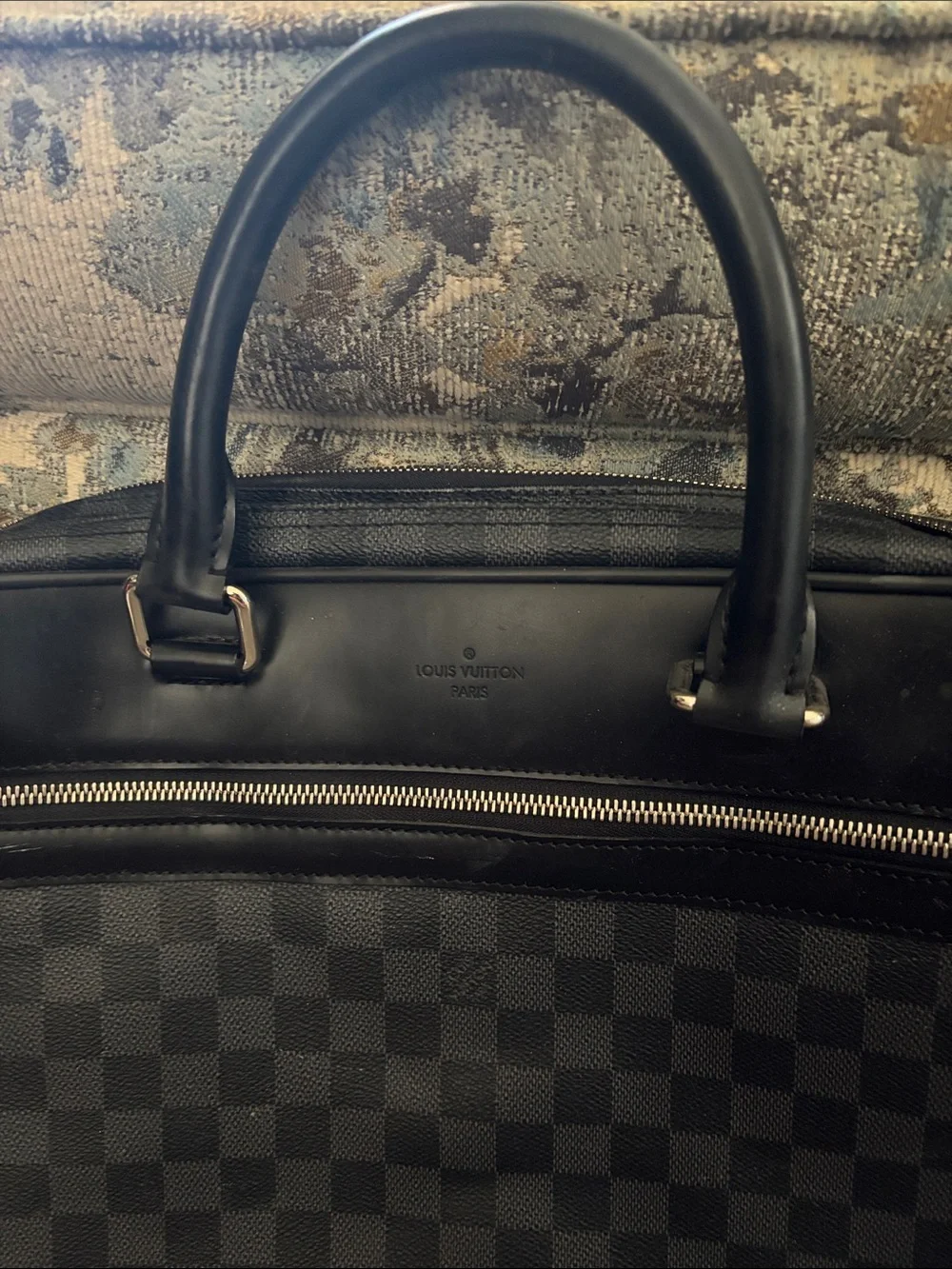 Louis Vuitton Black Damier Graphite Leather-Trim Briefcase